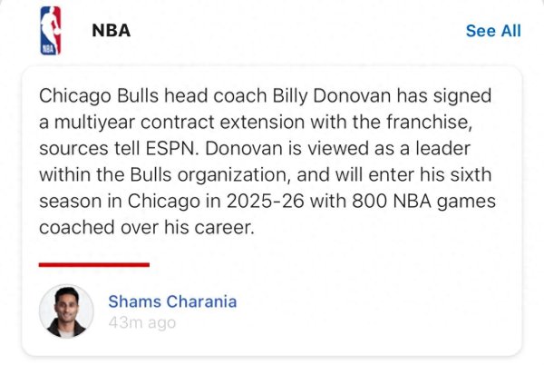 Shams: Một người chiến thắng khác trong cuộc sống! Bulls và Huấn luyện viên Billy Donovan đạt được g